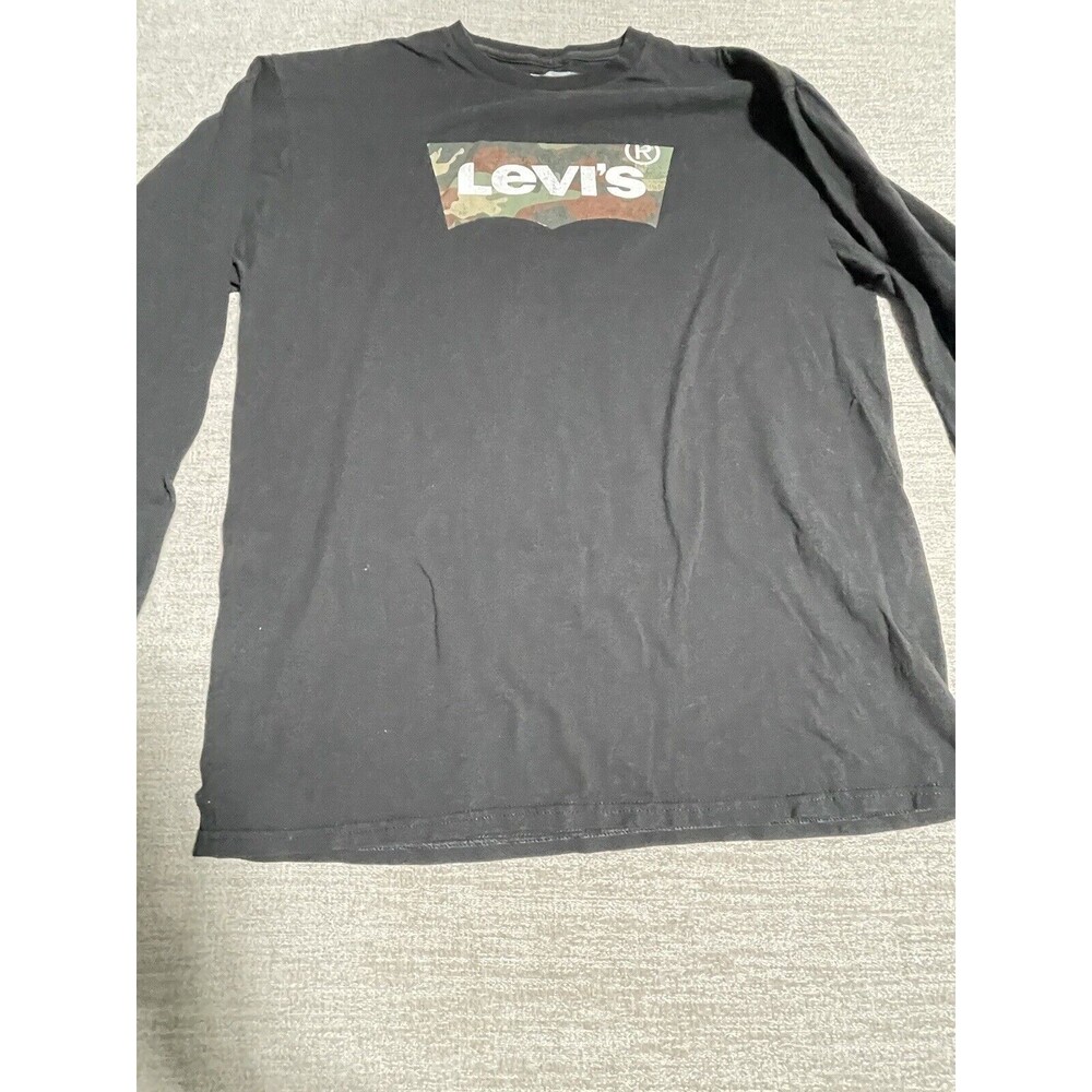 Levi's Shirt Men's Large Long Sleeve Black Logo Crewneck